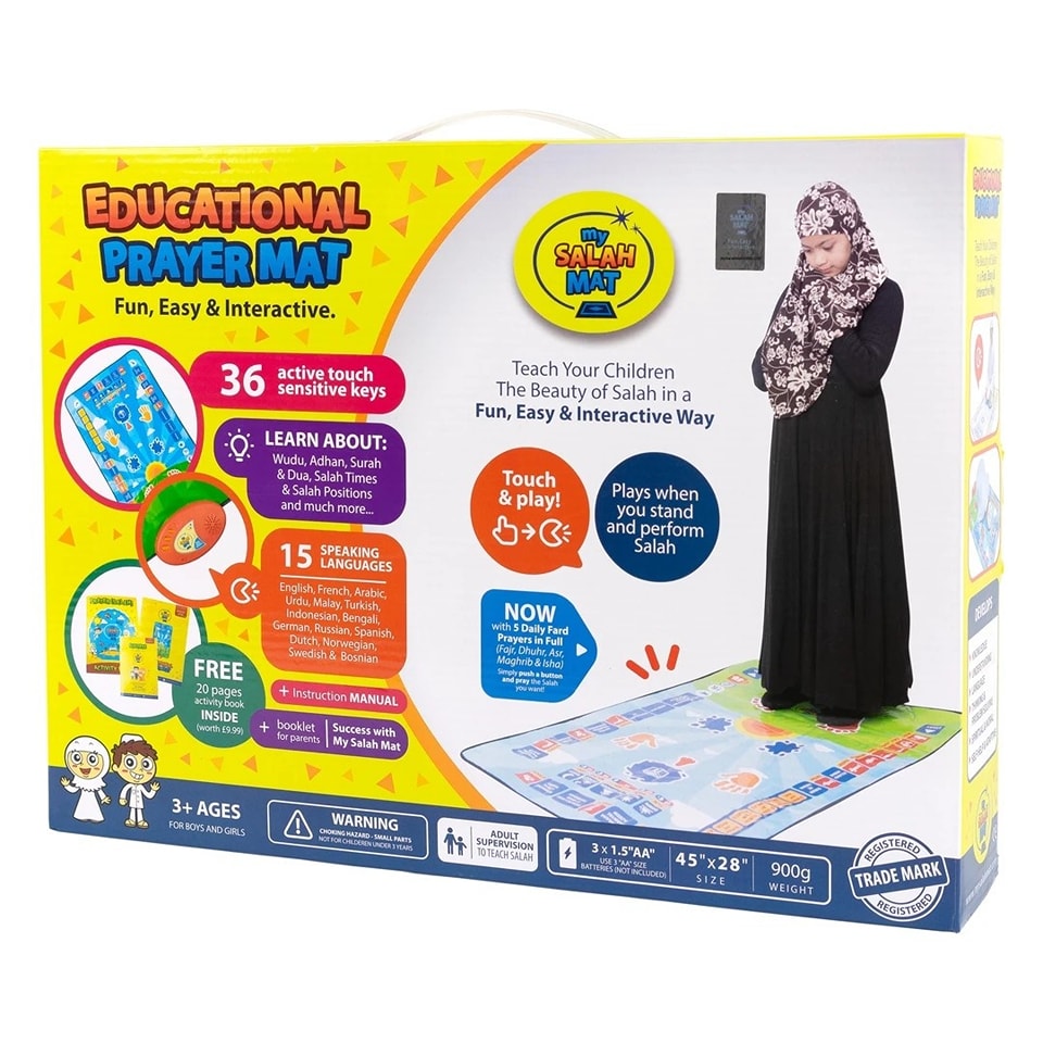 Prayer Mat for Muslim Kids Electronic Interactive Prayer Rug Islam Praying Mats, Salah Mat Eid Ramadan Gift for Kids Janamz